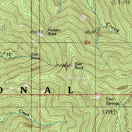 Topographic Map of Star Rock, OR