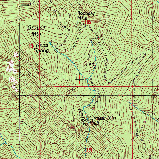 Topographic Map of Knott Creek, OR