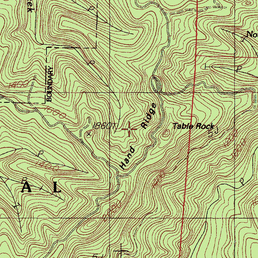 Topographic Map of Hand Ridge, OR