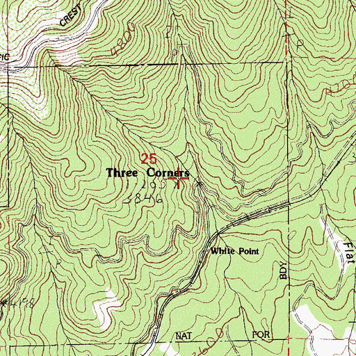Topographic Map of Three Corners, OR