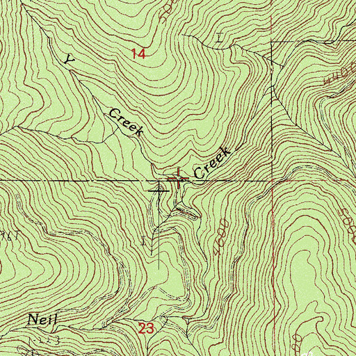 Topographic Map of Y Creek, OR