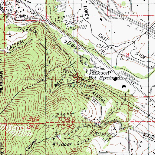 Topographic Map of Jackson Hot Springs, OR