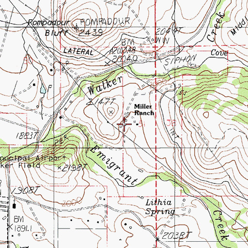 Topographic Map of Miller Ranch, OR