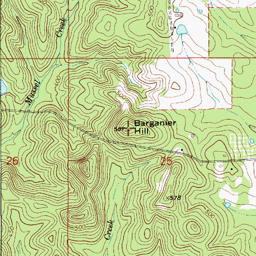 Topographic Map of Barganier Hill, AL