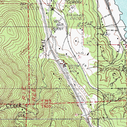 Topographic Map of Oregon Tourism Safety Rest Area (historical), OR
