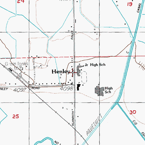 Topographic Map of Henley Middle School, OR