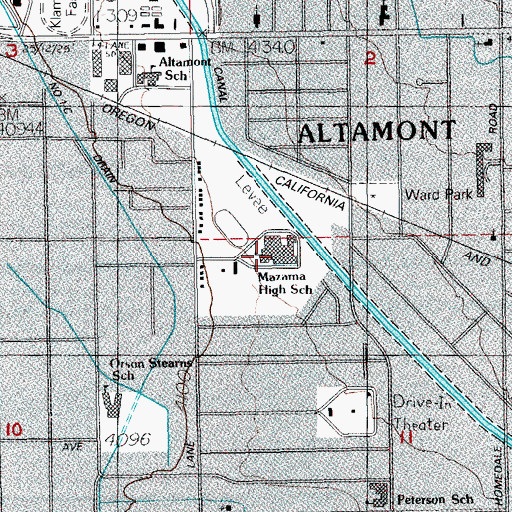 Topographic Map of Mazama High School, OR