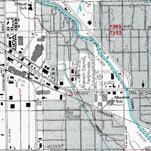 Topographic Map of Klamath County Fairgrounds, OR