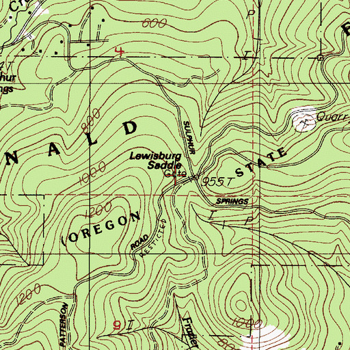 Topographic Map of Lewisburg Saddle, OR