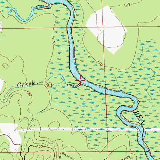 Topographic Map of Barker Mill Creek, AL