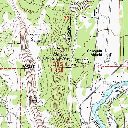 Topographic Map of Chiloquin Ranger Station, OR