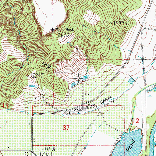 Topographic Map of Modoc Reservoirs, OR