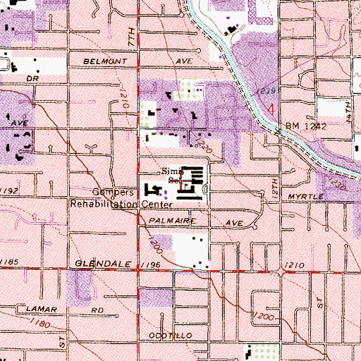 Topographic Map of Madison Simis Elementary School, AZ
