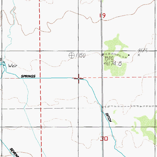 Topographic Map of Blue Springs Ditch, OR
