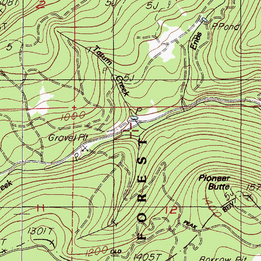 Topographic Map of Tatum Creek, OR