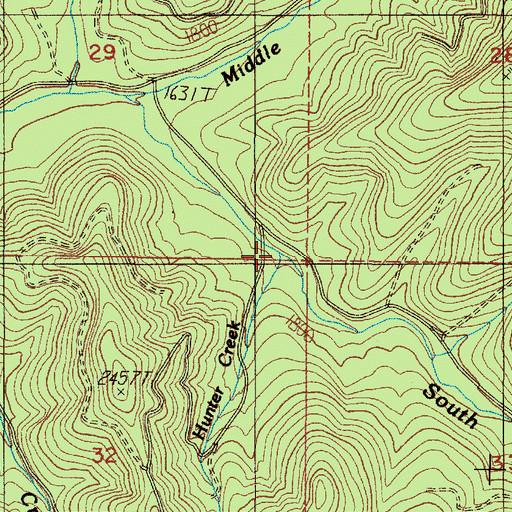 Topographic Map of Hunter Creek, OR