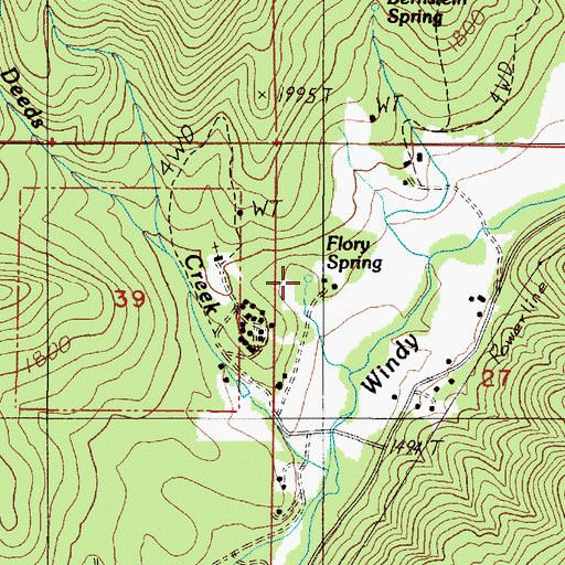 Topographic Map of Flory Spring, OR