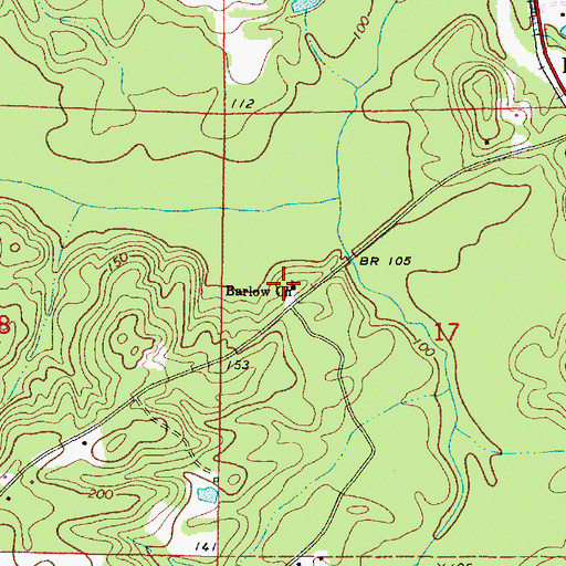 Topographic Map of Barlow Church, AL