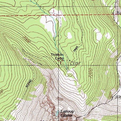 Topographic Map of Thielsen Camp, OR