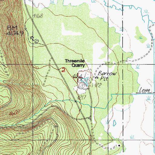 Topographic Map of Threemile Quarry, OR