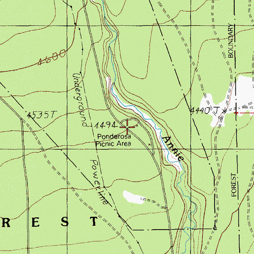 Topographic Map of Ponderosa Picnic Area, OR