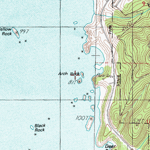 Topographic Map of Arch Rock, OR