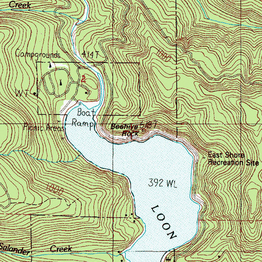 Topographic Map of Beehive Rock, OR