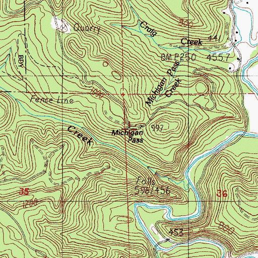 Topographic Map of Michigan Pass, OR