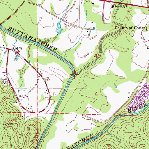 Topographic Map of Barn Creek, AL
