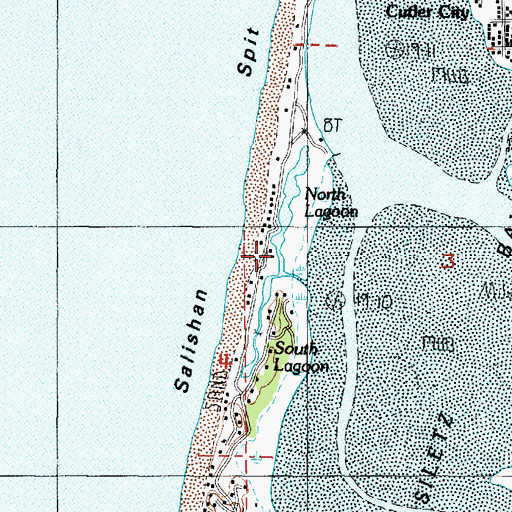 Topographic Map of North Lagoon, OR