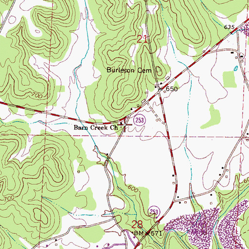 Topographic Map of Barn Creek Church, AL