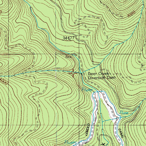 Topographic Map of Deer Creek Diversion Dam, OR