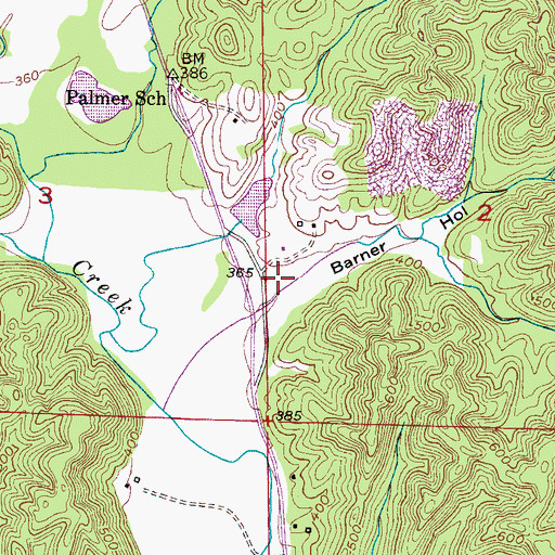 Topographic Map of Barner Hollow, AL