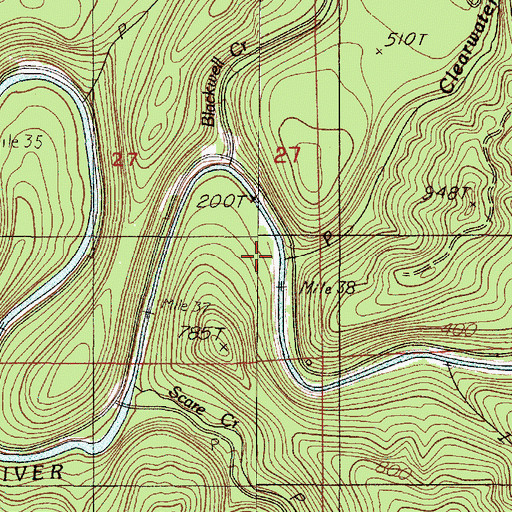 Topographic Map of Clearwater Creek, OR