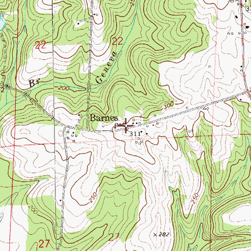 Topographic Map of Barnes, AL