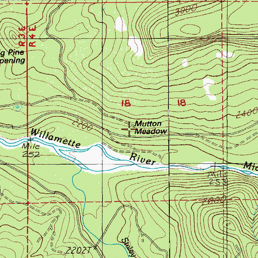 Topographic Map of Mutton Meadow, OR