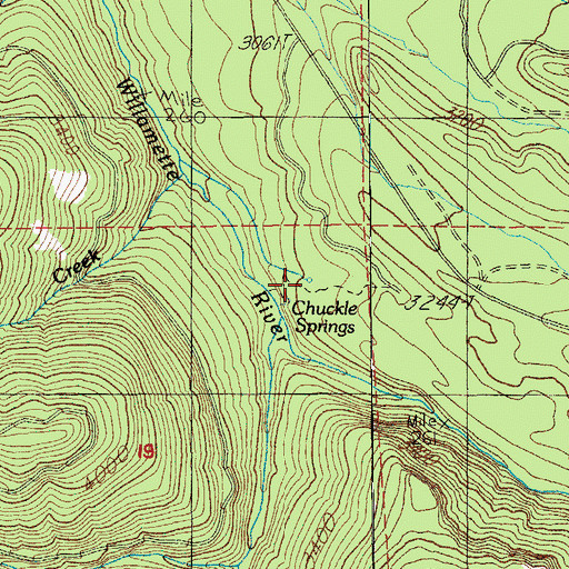 Topographic Map of Chuckle Springs, OR