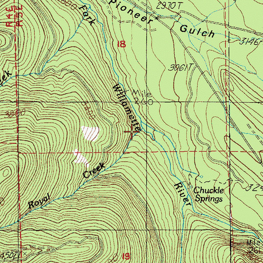 Topographic Map of Royal Creek, OR