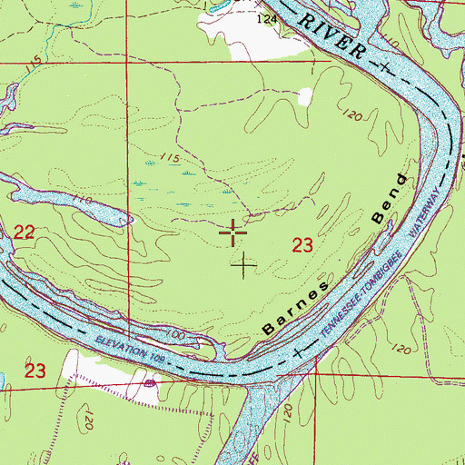 Topographic Map of Barnes Bend, AL