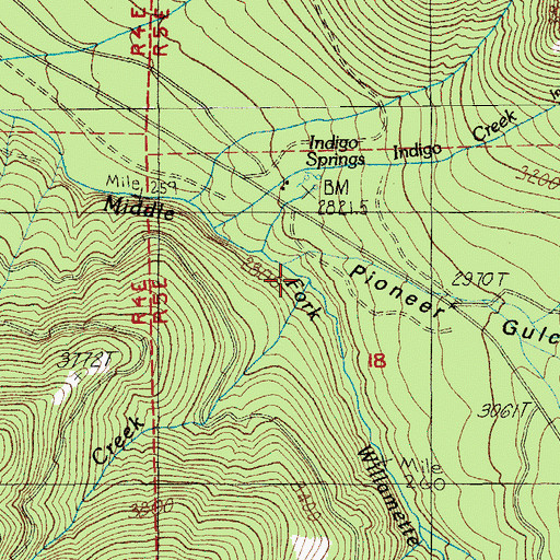 Topographic Map of Fizz Creek, OR