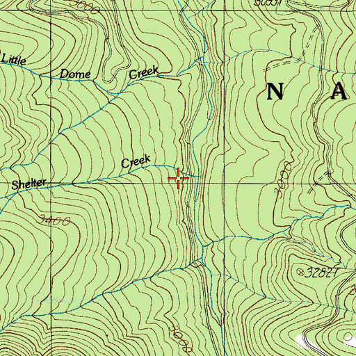 Topographic Map of Shelter Creek, OR