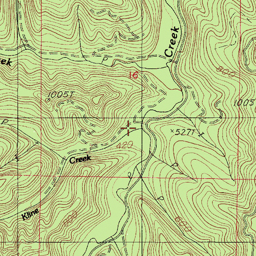 Topographic Map of Kline Creek, OR