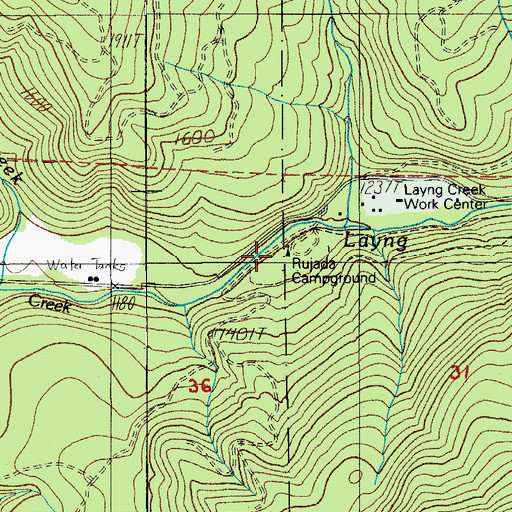 Topographic Map of Rujada Recreation Site, OR