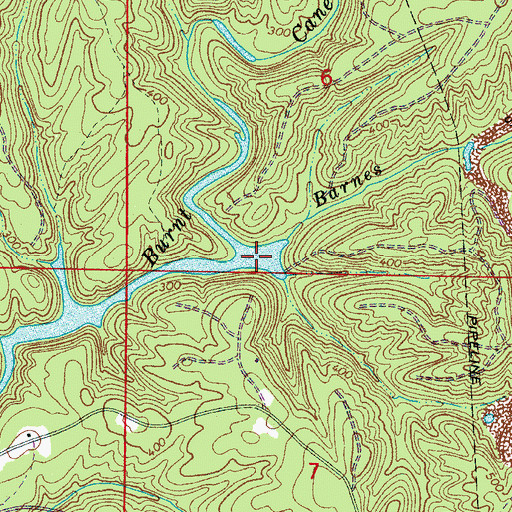 Topographic Map of Barnes Branch, AL