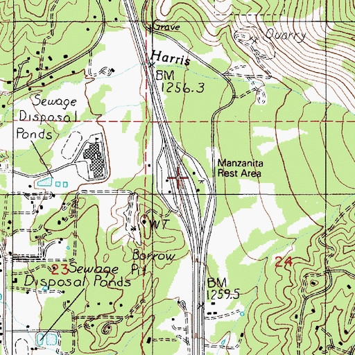 Topographic Map of Manzanita Safety Rest Area, OR