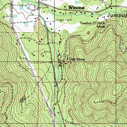 Topographic Map of Oak Mine, OR