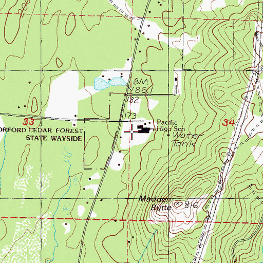 Topographic Map of Pacific High School, OR