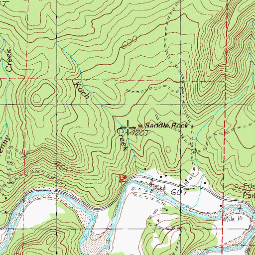 Topographic Map of Saddle Rock, OR