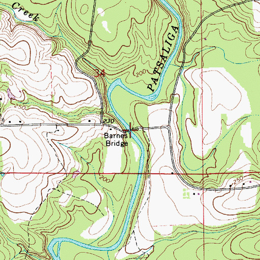 Topographic Map of Barnes Bridge, AL