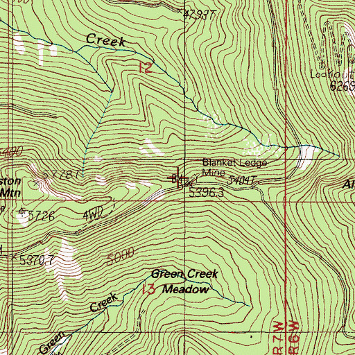 Topographic Map of Blanket Ledge Mine, OR